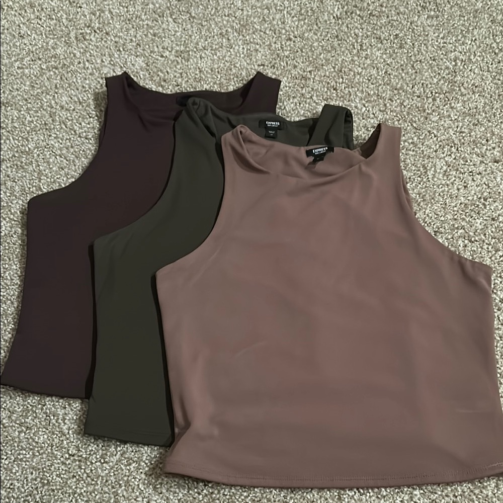 Women's Sleeveless Tops Express Contour Mauve Green Brown
